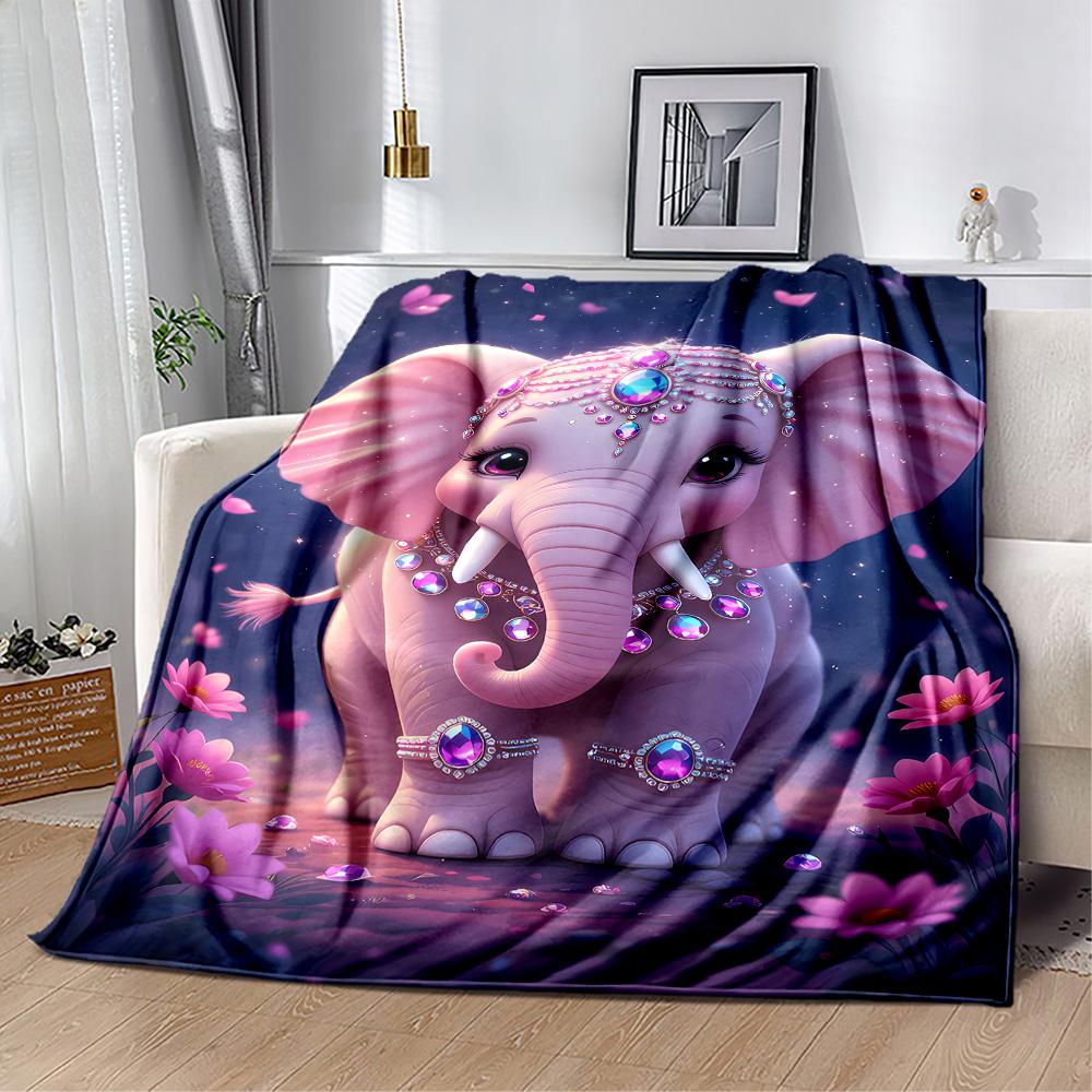 Colorful Elephant Garden Blanket Suitable for Offices, Travel, Living Rooms Also a Good Gift for Friends and Family Suitable for All Seasons.