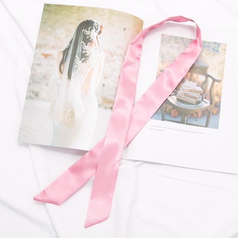 Neuer langer Taschenschal Damen Haarband Damen Accessoires Einfarbige schmale Schals Stirnband Satinband Krawatte Dekorative Taschenschals