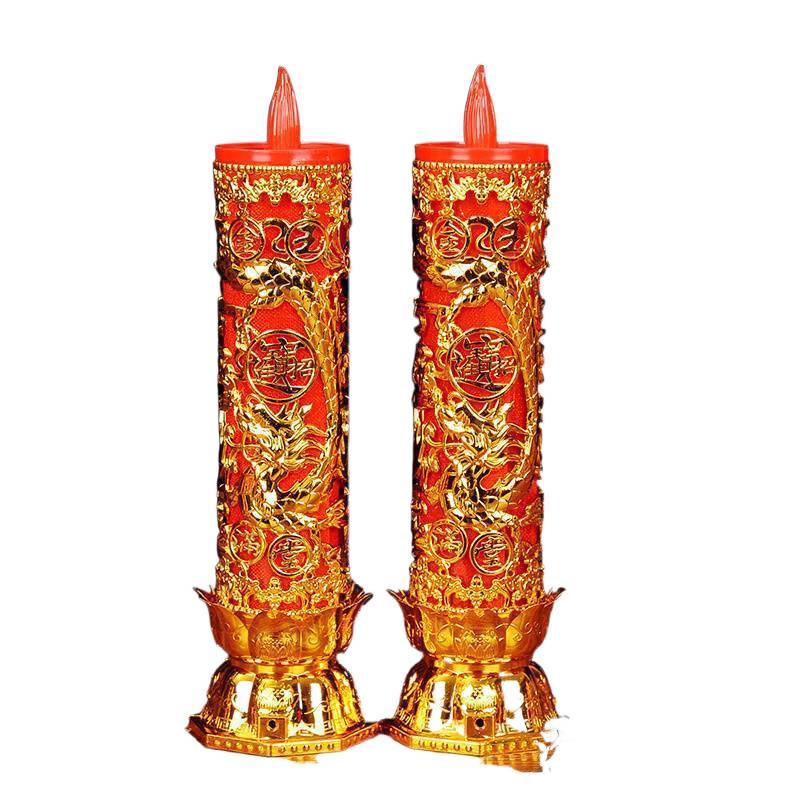 Electric Buddha & God of Wealth Candle Lamp: Plug-in, Everlasting Light, Home Decor for Attracting Wealth and Treasures.