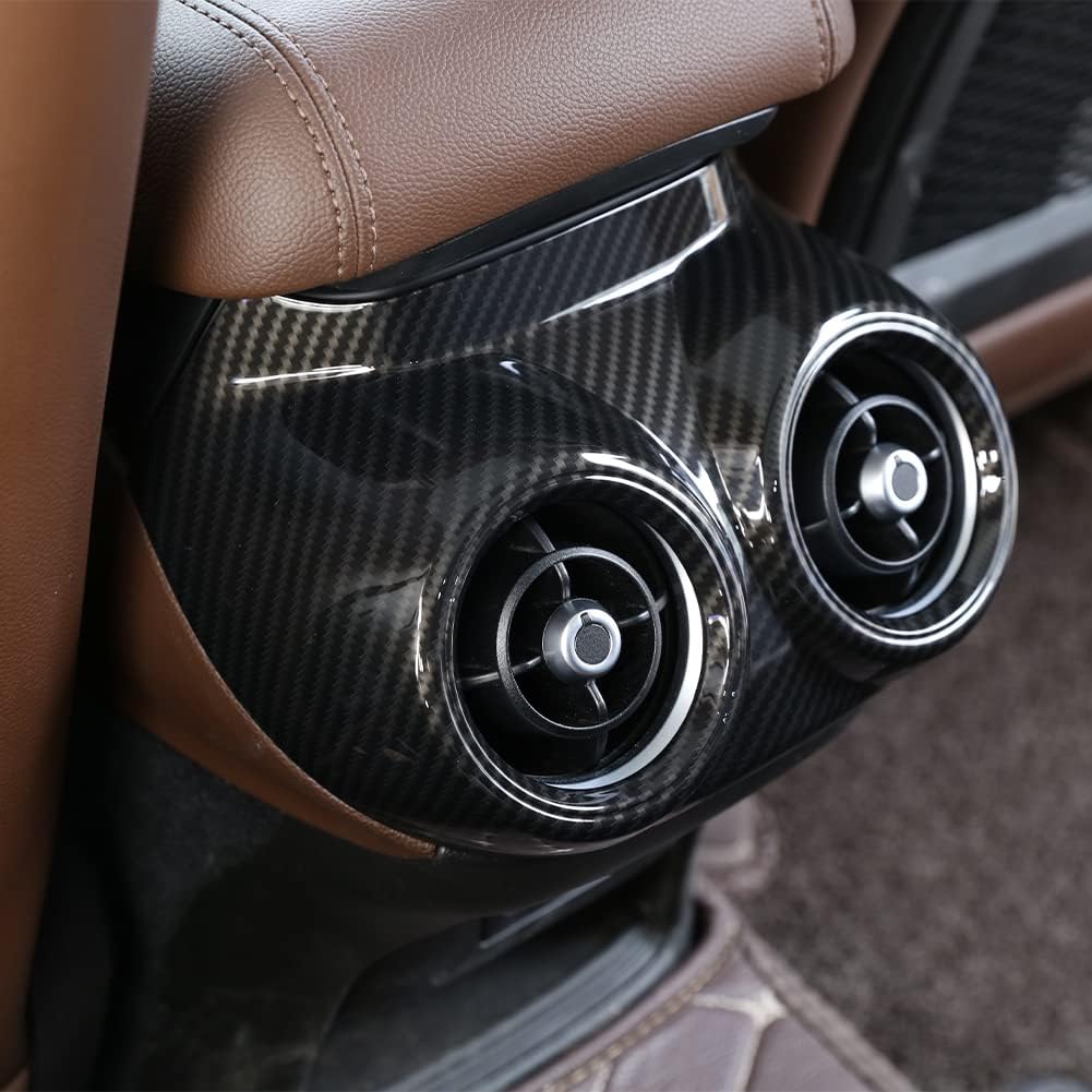 TOYCIDFG Car Rear Seat Air Conditioner Outlet Vent Frame Cover Trim for Alfa Romeo Stelvio 2017-2020, Car Decoration Accessories (Carbon Fiber