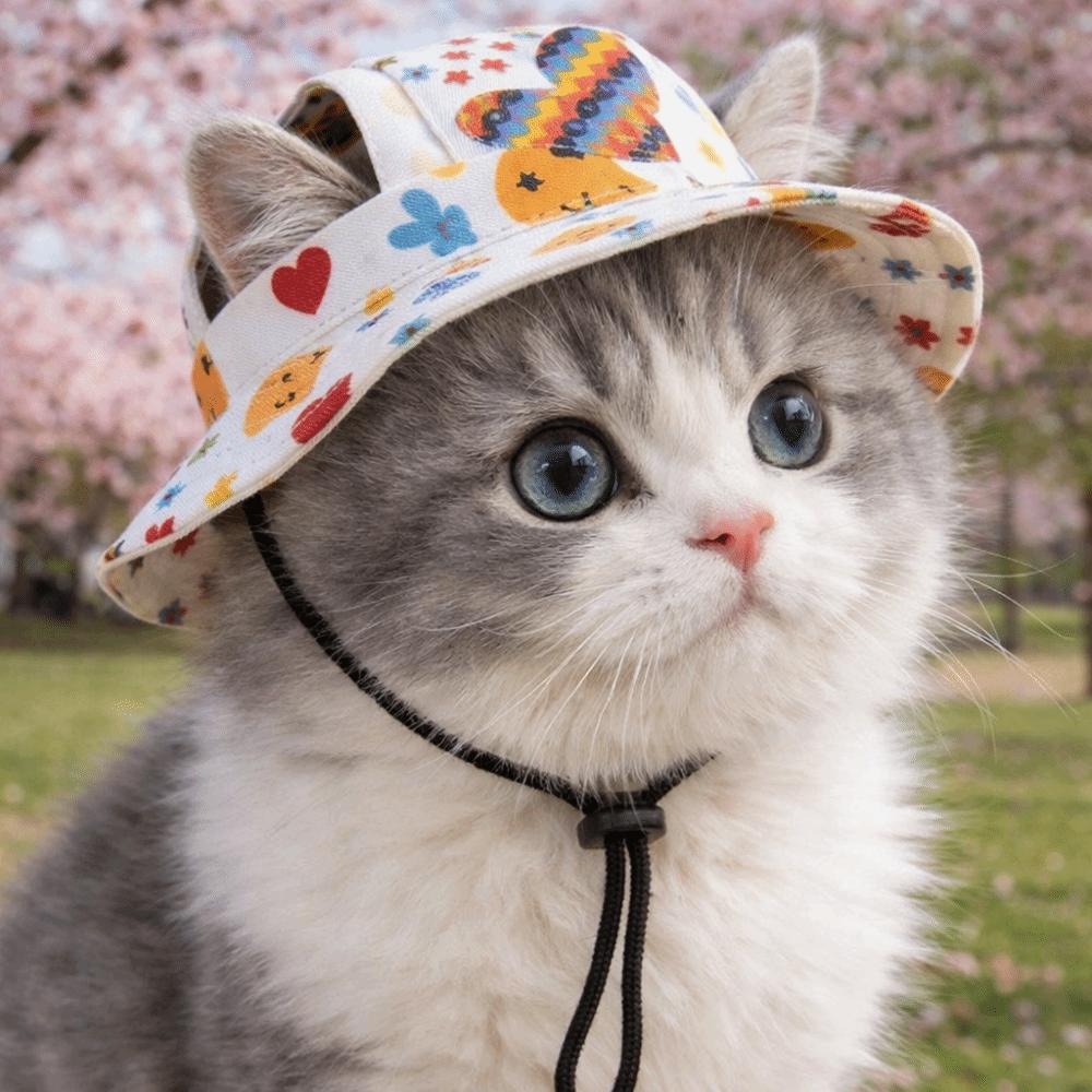 Ear Exposed Dog Fisherman Hat Adjustable Dog Sunscreen Hat Fashion Pet Sun Hat  Beach Activities