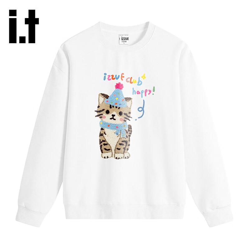 Izzue Cat Print Long-Sleeved Pullover Hoodie