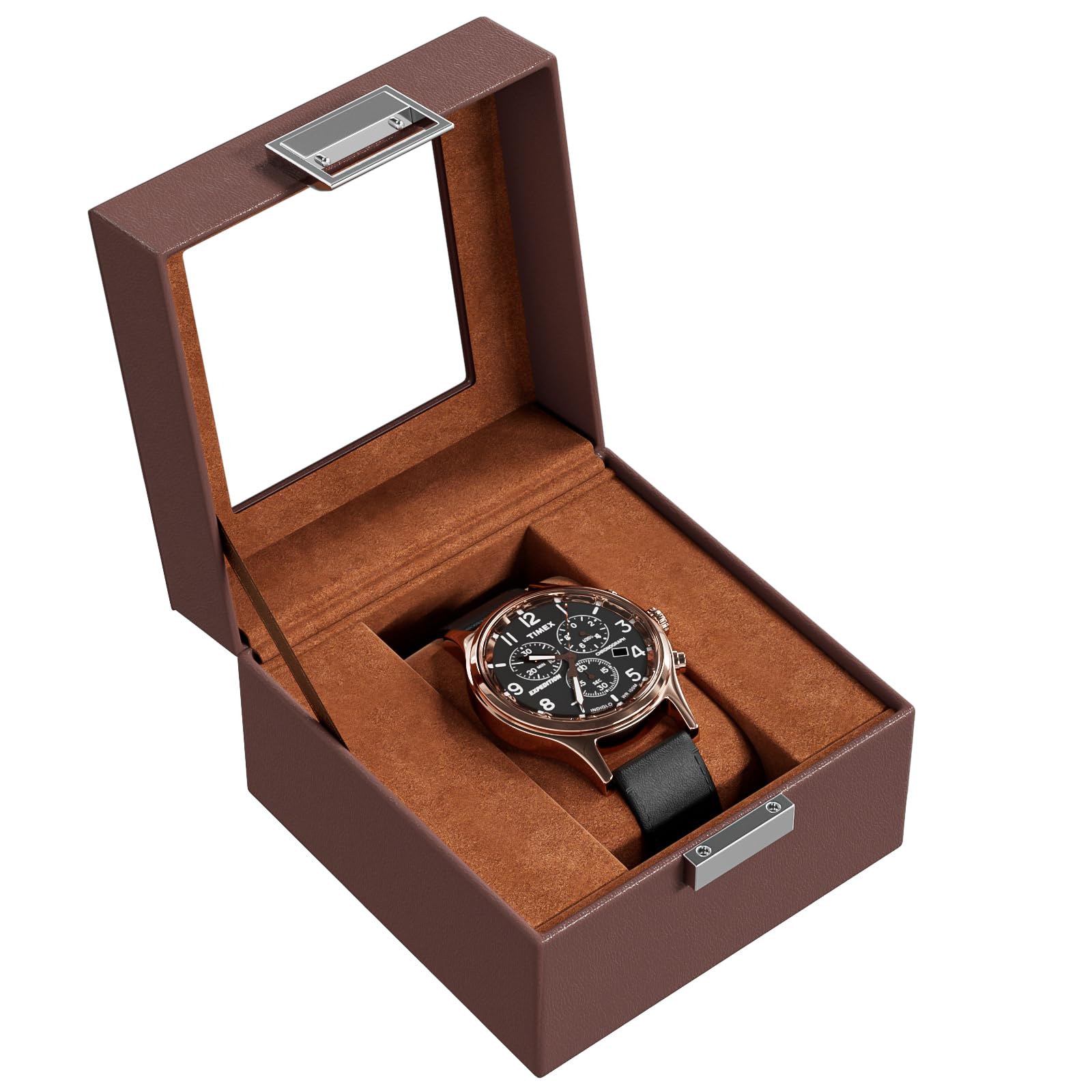 

ProCase Коробка для часов на 1 слот Хранение часов Держатель для часов Органайзер для витрины для часов со стеклянной крышкой Мужской, Мужской кейс, Мужской,