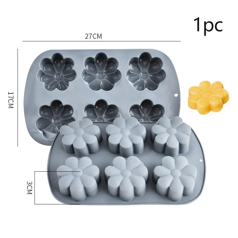 6-Hole Silicone Cake Mold, Heart-Shaped Silicone Mold, Diy Cake And Chocolate Baking Tool, Ice Cube Mold.