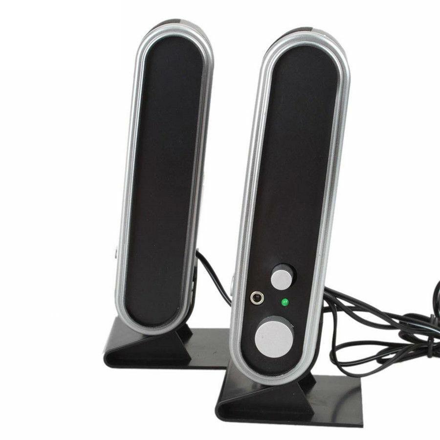 Altoparlanti di alimentazione USB da 2 pezzi Mini cassa di risonanza esterna portatile da 3,5 mm con altoparlante surround audio per jack per l'orecchio per computer PC