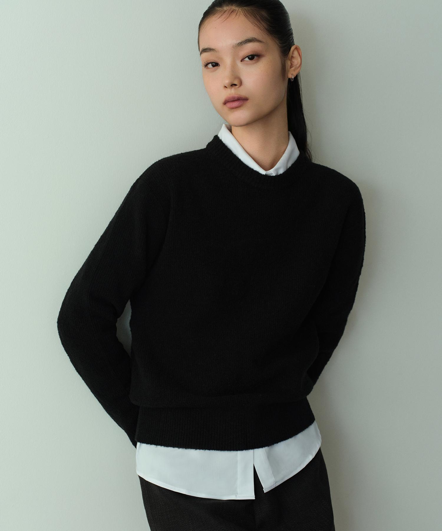 Musinsa Standard Woman Women S Mini Boucle Crew Neck Knit [Black] Black/Xs