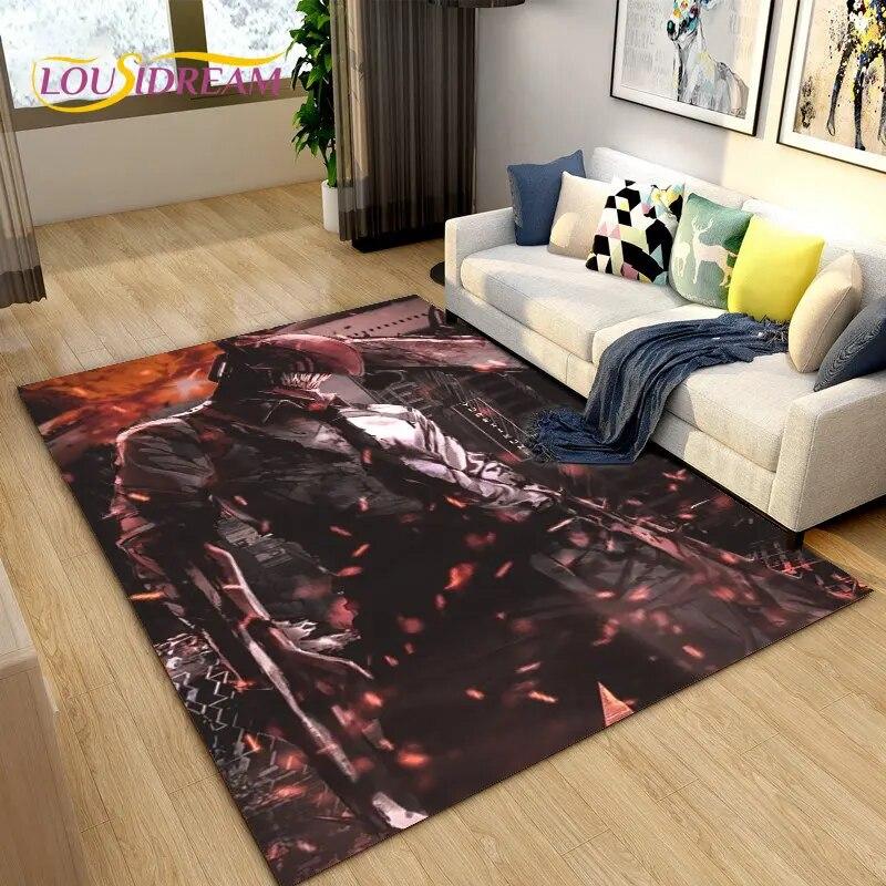 3D Chainsaw Man Anime Denji Cartoon Area Rug,Carpet Rug for Living Room Bedroom Sofa Doormat Decoration, Kids Non-slip Floor Mat
