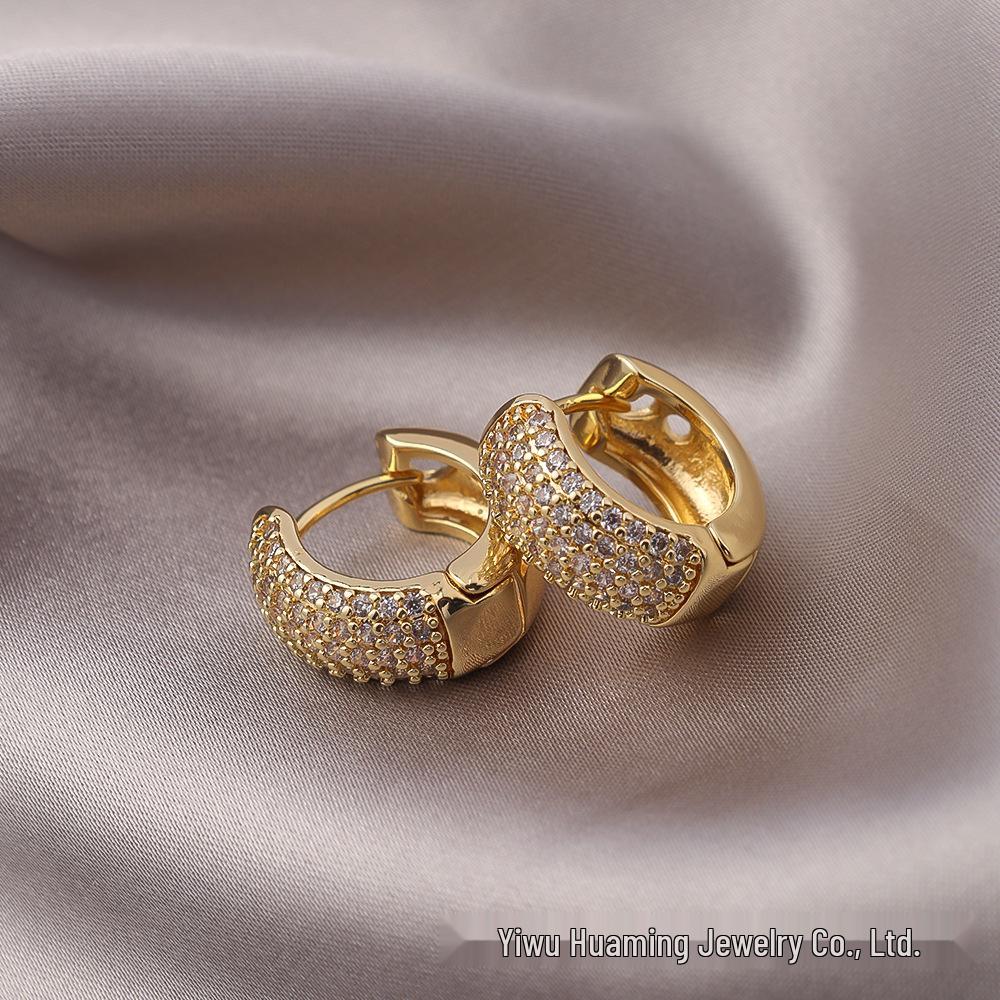 French Light Luxury Zircon Diamond Stud Earrings - Versatile & Trendy Styles