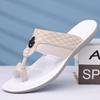 Men Black Leather Slippers Simple Flats Summer White Flip Flops Outdoor Sandals Open Toe Beach Shoes Plus Size