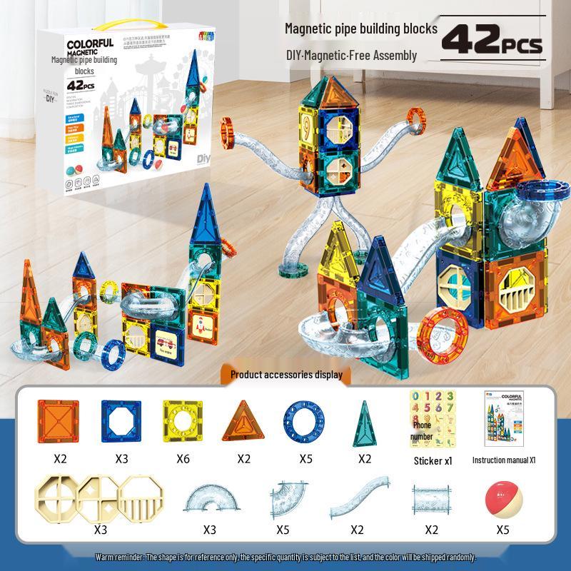 Magnetic Tube Building Blocks: Children s DIY Magnetic Track with Rolling Ball Slide for Educational Play