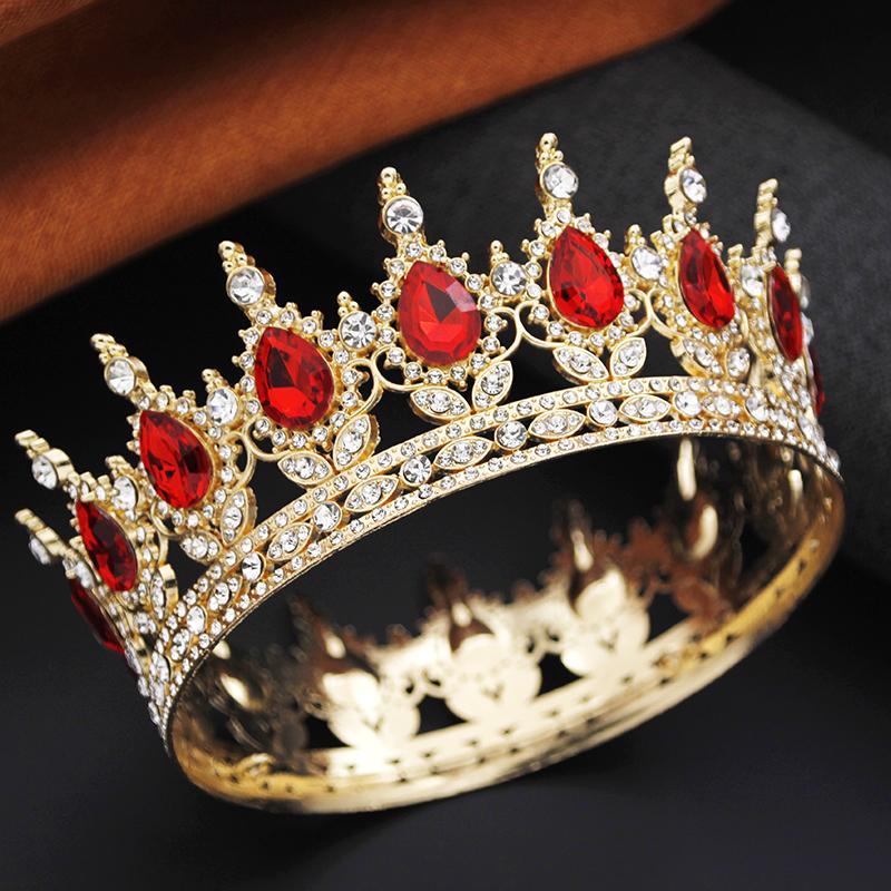 Princess Girls Tiaras and Crowns for Wedding Party Round Rhinestone Diadem Bridal Cake Topper Crown Jewelry Birthday Gifts