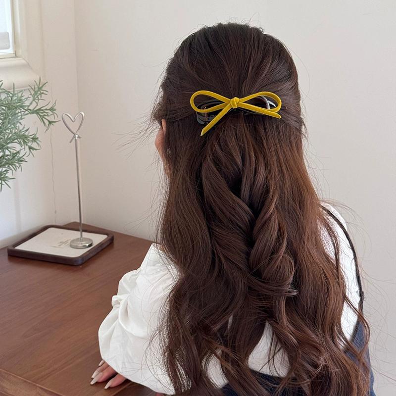 Velvet Bow Twist Hair Clips for Women Exquisite Vintage Flocked Straight Hairpins Korean Versatile Hair Accessories Gift 2025