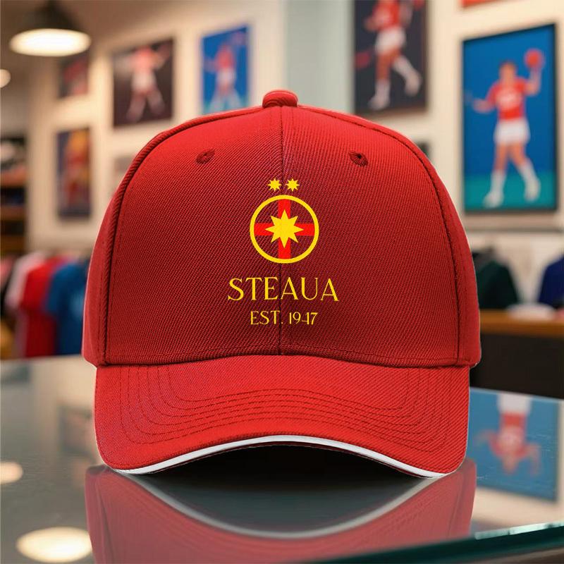 

1 шт. Унисекс Бейсболка на Четыре Сезона с Логотипом Команды STEAUA Дышащая Черная Кепка с Прямым Козырьком Подходит для Улицы One Size