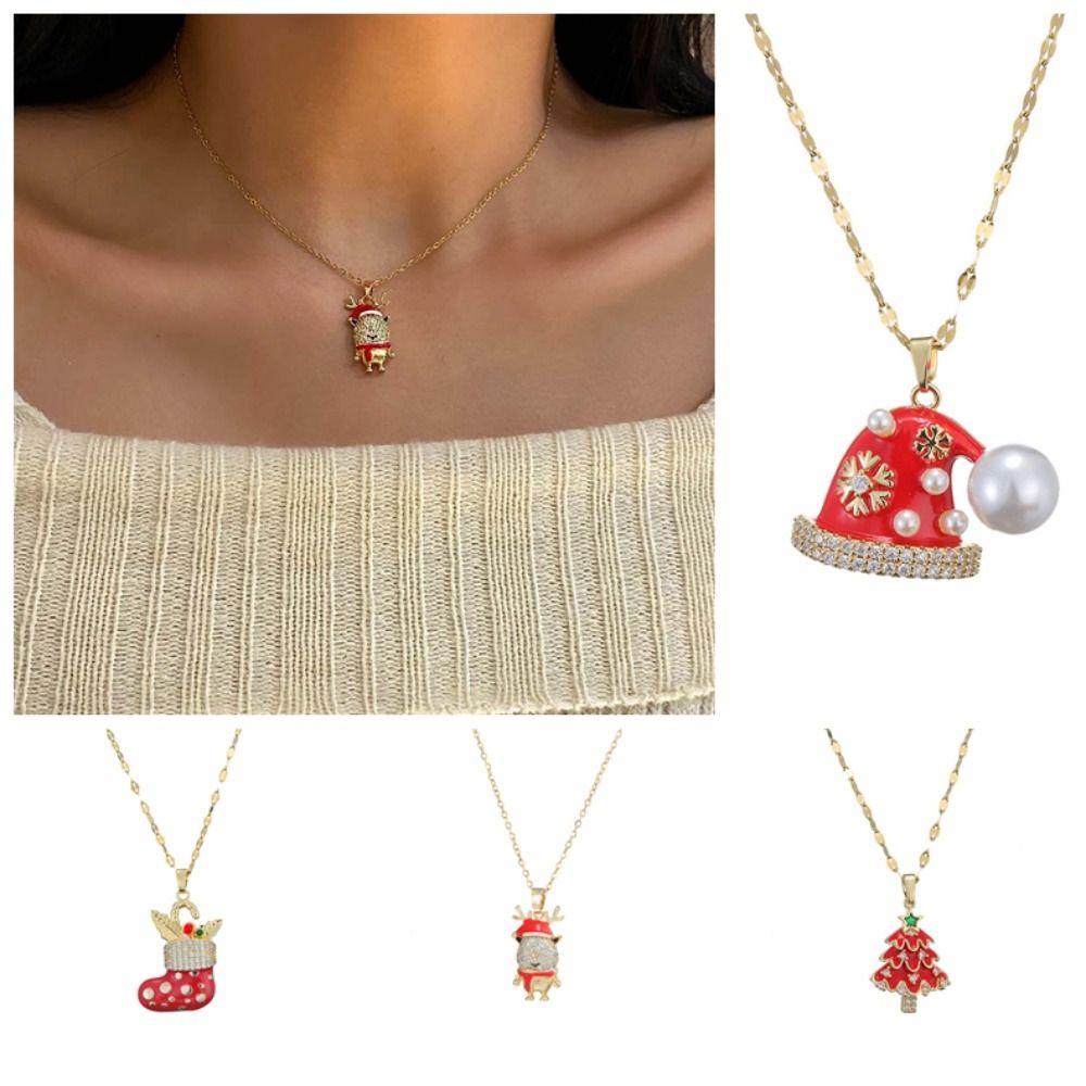 

Santa Claus Cartoon Pendant Bracelet Deer Xmas Clavicle Chain Decoration
