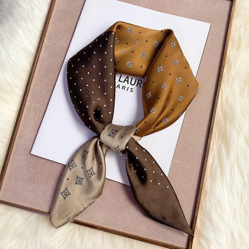 

New Women Silk Printed Design Scarf For Women Fashion Neck Tie Hand Bag Foulard Wrist Kerchief Shawl Wraps Hajib Silk Scarves One Size