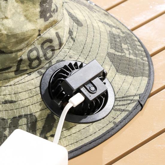 Sun Hat Unisex Ventilated Bucket Hat with Built-in Battery Panel Adjustable