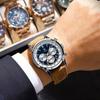 Men's Leather Wrist Watch Multi-Fashion Cowhide Band Chronograph,Korean Popular Watches