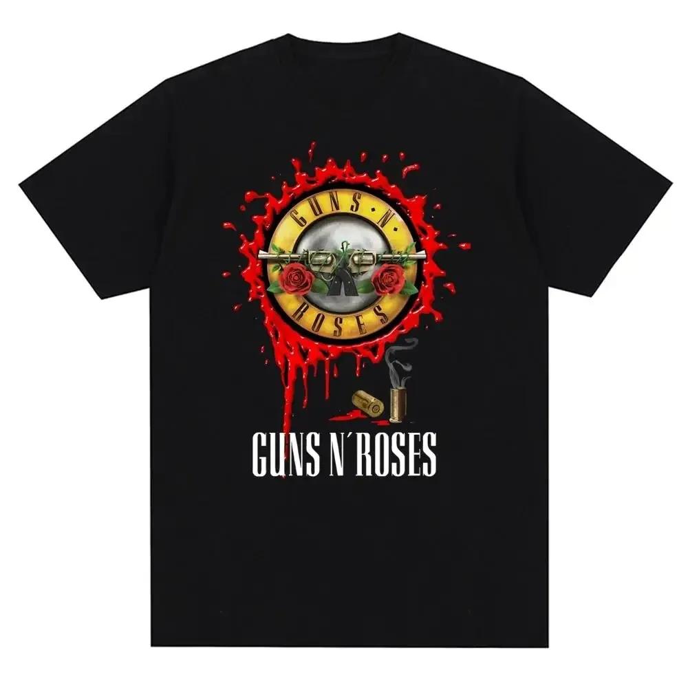 Guns N Roses Graphic Print Cotton T-shirt Vintage Rock Band Streetwear Short Sleeve Fashion Crew Neck Plus Size T Shirt Women