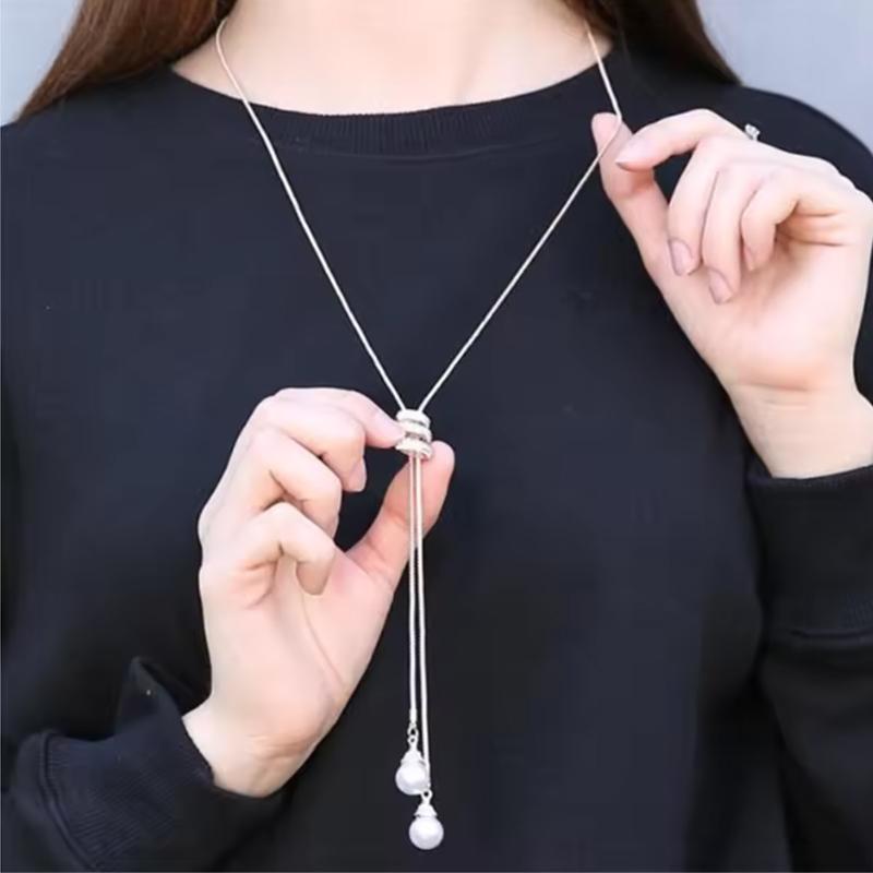 Neue Klassische Damen Schlangenkette Verstellbare Anhängerkette Blume Zirkon Halskette Damen Lang Winter Pullover Kette Accessoires