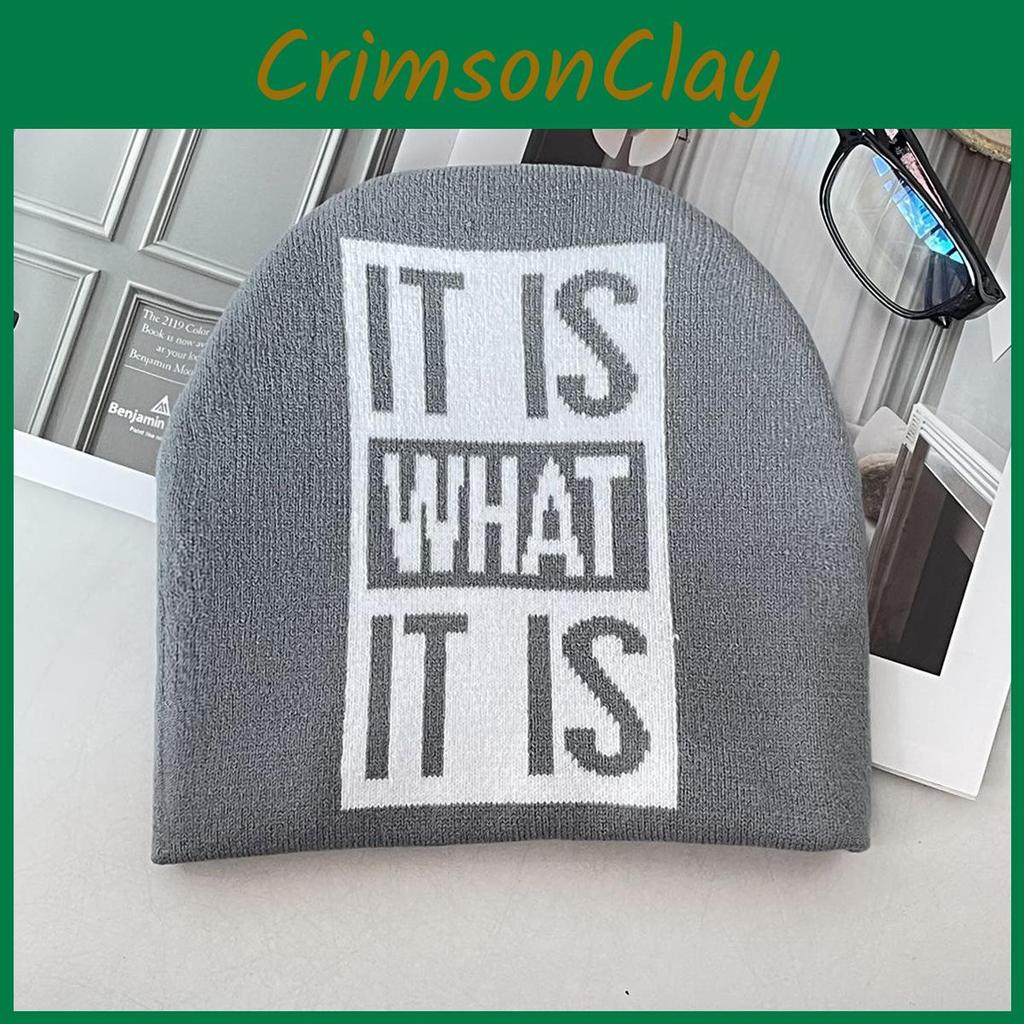 Knit Winter Autumn Cap Warmth Beanie Hat With Letter Design For Outdoor Casual