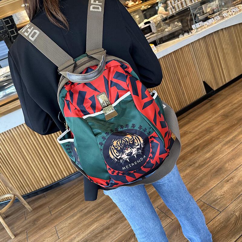 Women's Trendy Tiger Head Multi-Purpose Oxford Backpack