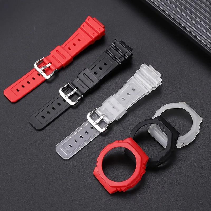 Resin strap + case For Casio g shock GA2100 2110 GA-B2100 Outdoor Sport men's and women's strap case Watch accessories