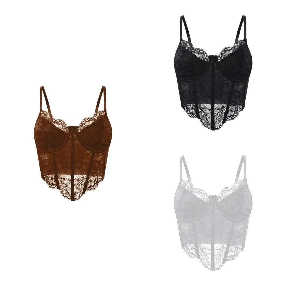 Hollow Lace Corset Slim Fit Suspender Vest Elastic Crop Tops Travel