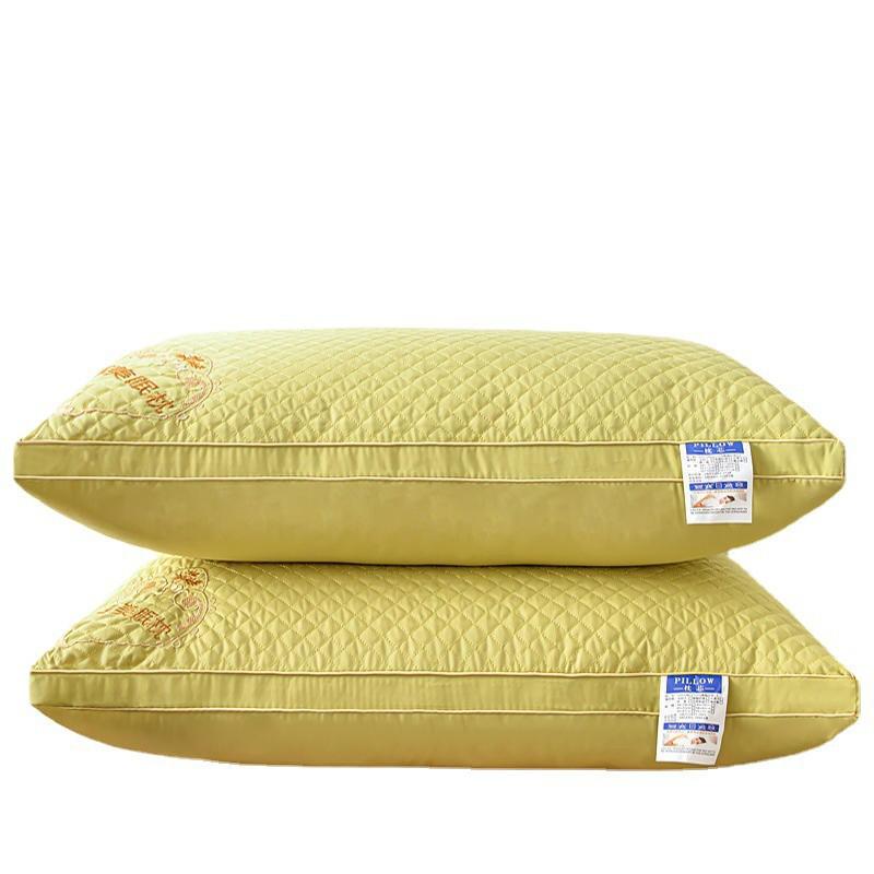 Soft Cotton-Feel Herbal Embroidered Pillow With Lavender-Scented Microfiber Fill Neck Support