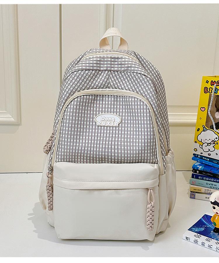 Schoolbag Sweet Japanese Literary Plaid Backpack Korean Version Middle and High School Student Computer School Bag Casual Lightweight Versatile