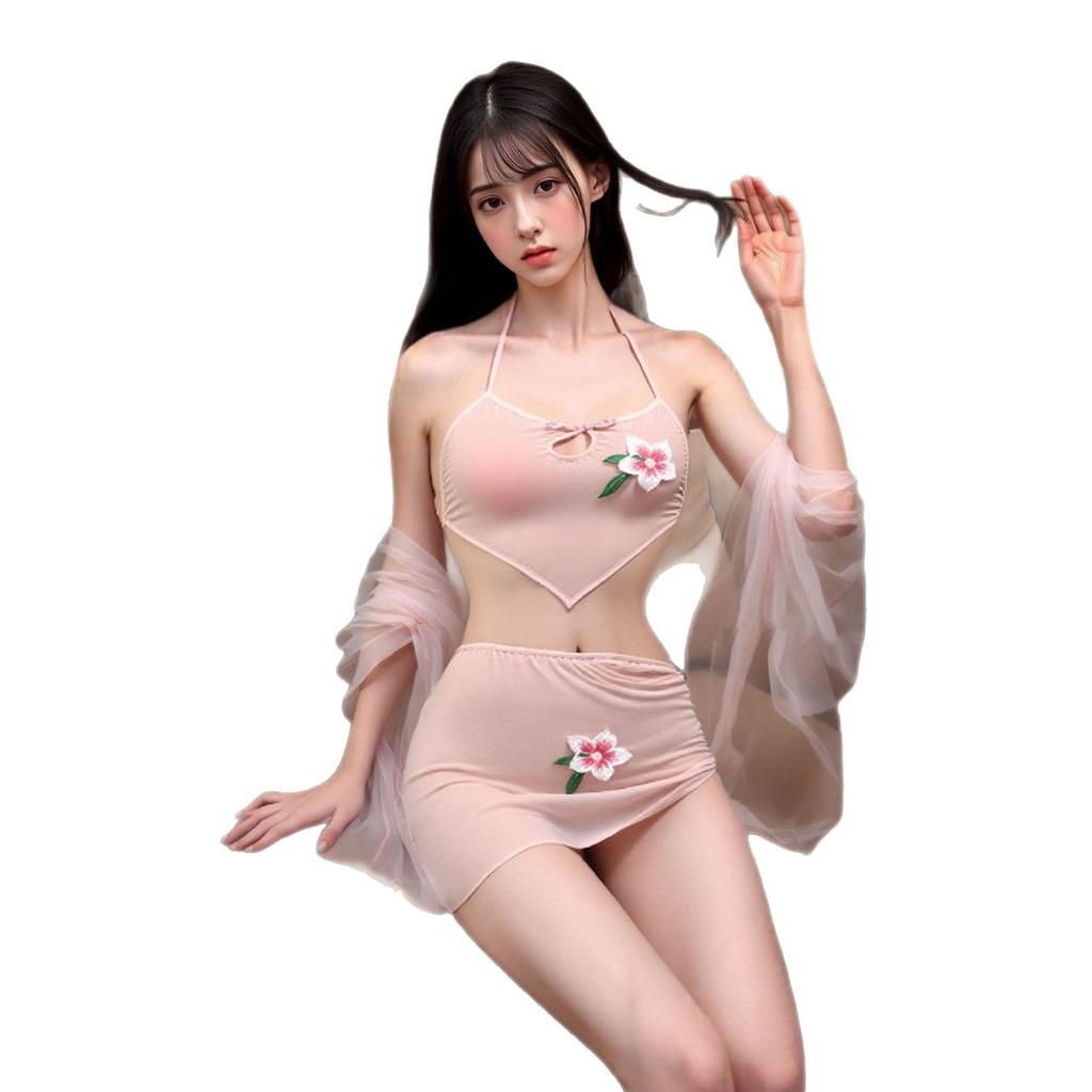 Fun Belly Pocket Pure Desire Sexy Embroidery Seduction Outfit Hot Dance Girl Sexy Underwear A