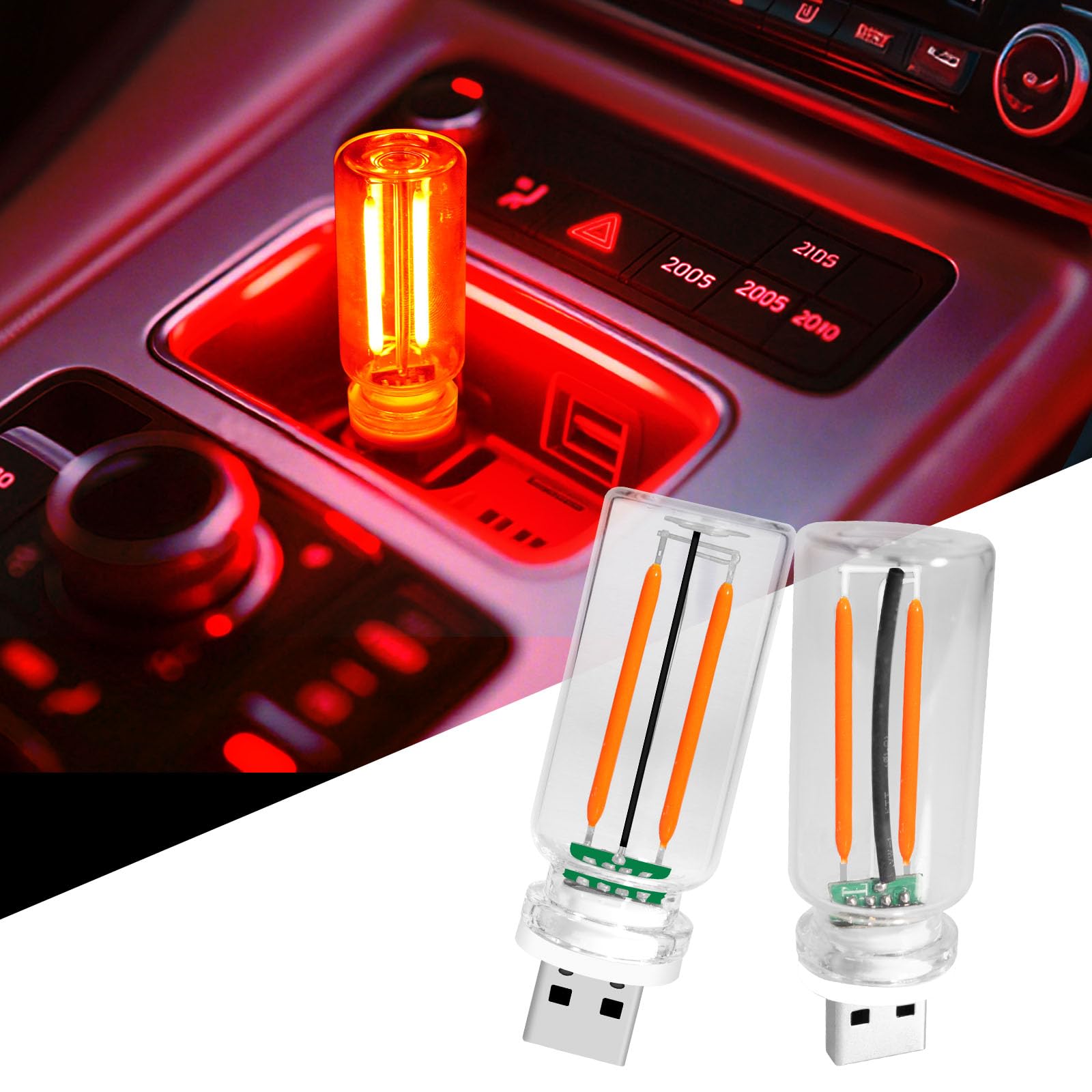 USB Light Touch Dimming Retro USB LED Light for Car красный