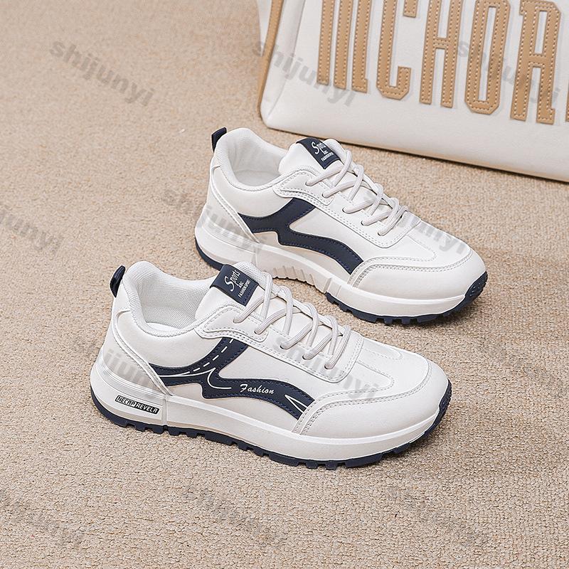 Fashion Women's White Sneakers Autumn Lightweight Comfortable Outdoor Non Slip Running Shoes Fashion Cross Tied Soft Sole Casual Shoes