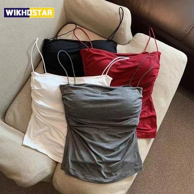 Sutiã Feminino Stretch Feminino Praia Cotidiano Casual Regata Novo Feminino Decote Halter Verão Estilo Coreano Tendência Moda Embutido