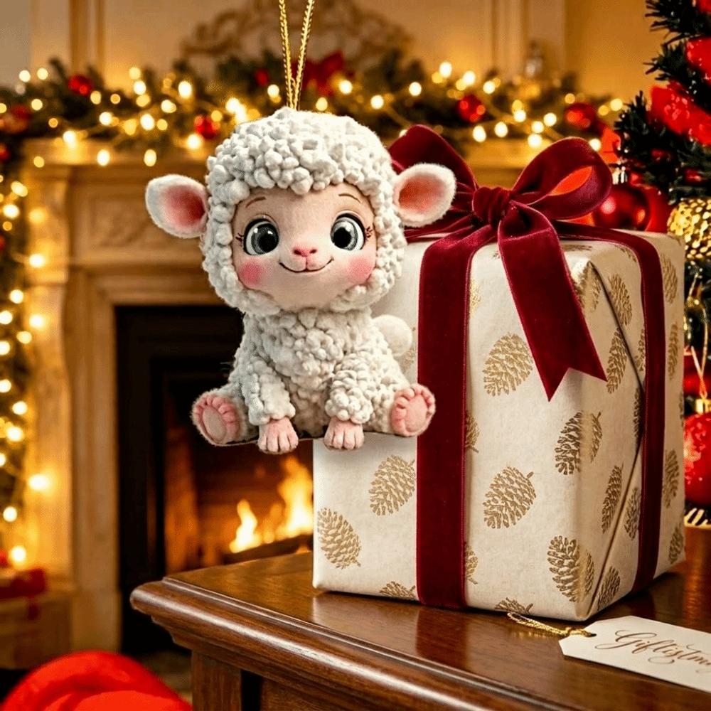 Acrylic Little Sheep Pendant Flat Car Rearview Mirror Charm Christmas Decoration