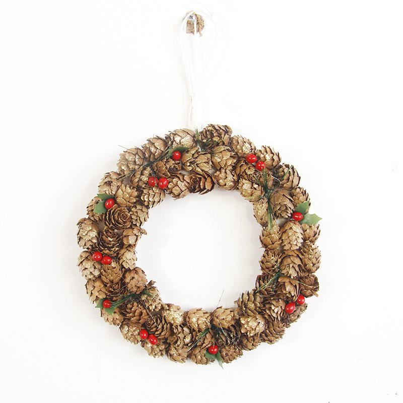 Christmas Ornaments Wreath Door Hanging Pine Cone Christmas Tree Decoration Rattan