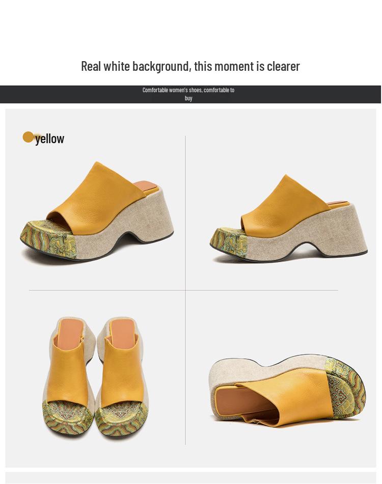 2024 Summer Women's Peep-toe Wedge Heel Slippers - Stylish Thick-soled, Height-increasing, Versatile Outdoor Footwear