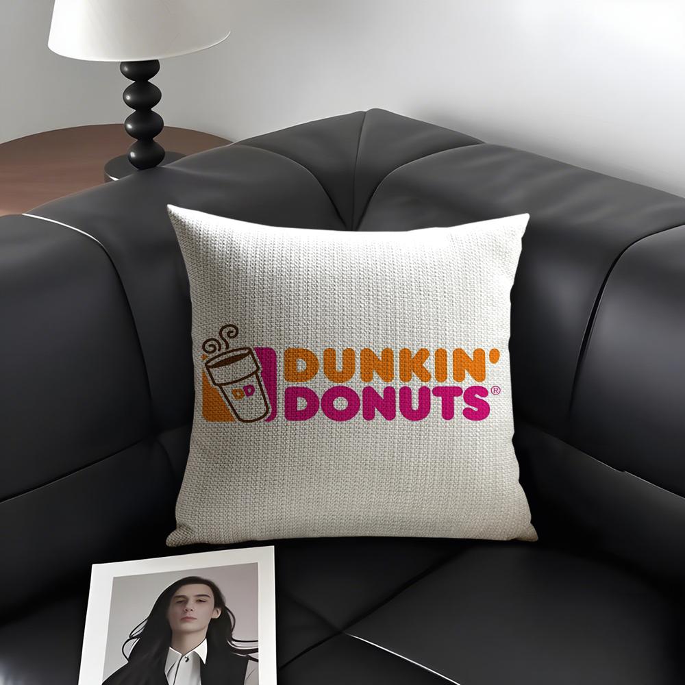 Food Dunkin' Donuts Cushion Cover Summer Breathable Linen Organic Fabric Double-Sided Printing Sofa Pillow Case Home Decor