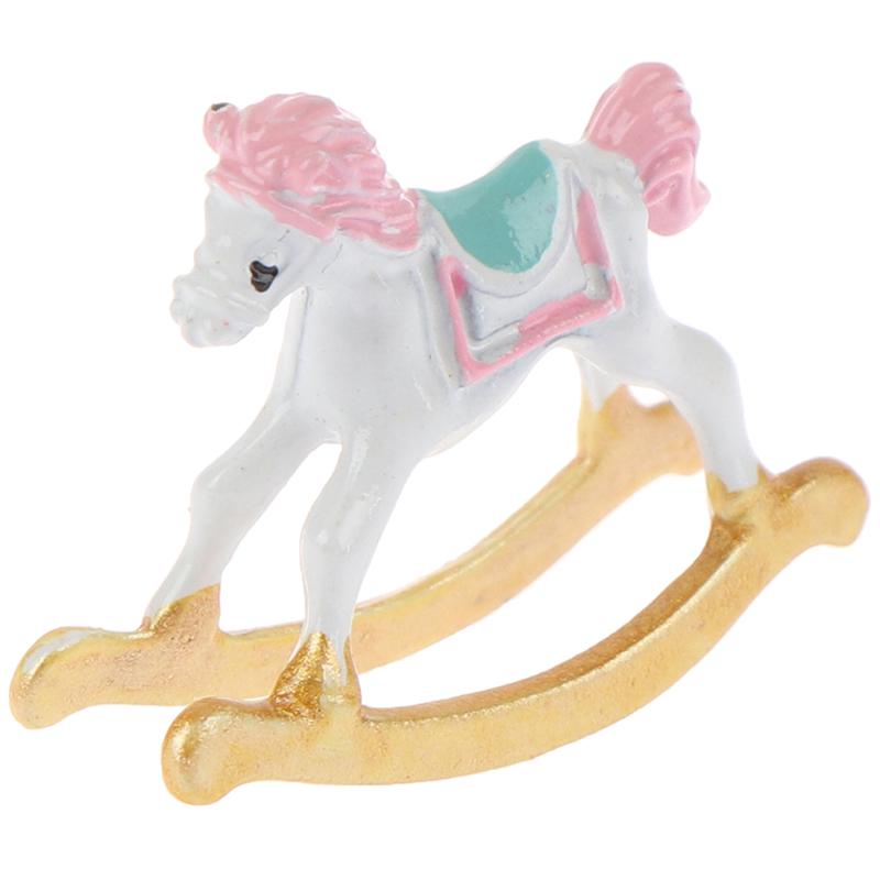 Dollhouse Miniature Colored Rocking Horse Chair Nursery Room Furniture 1:12 Doll House Accessories High Quality Toys for Children
