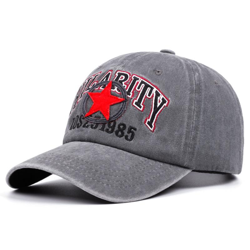 Retro LOS three-dimensional embroidered baseball cap 3D patch embroidered peaked cap washed and distressed sun visor
