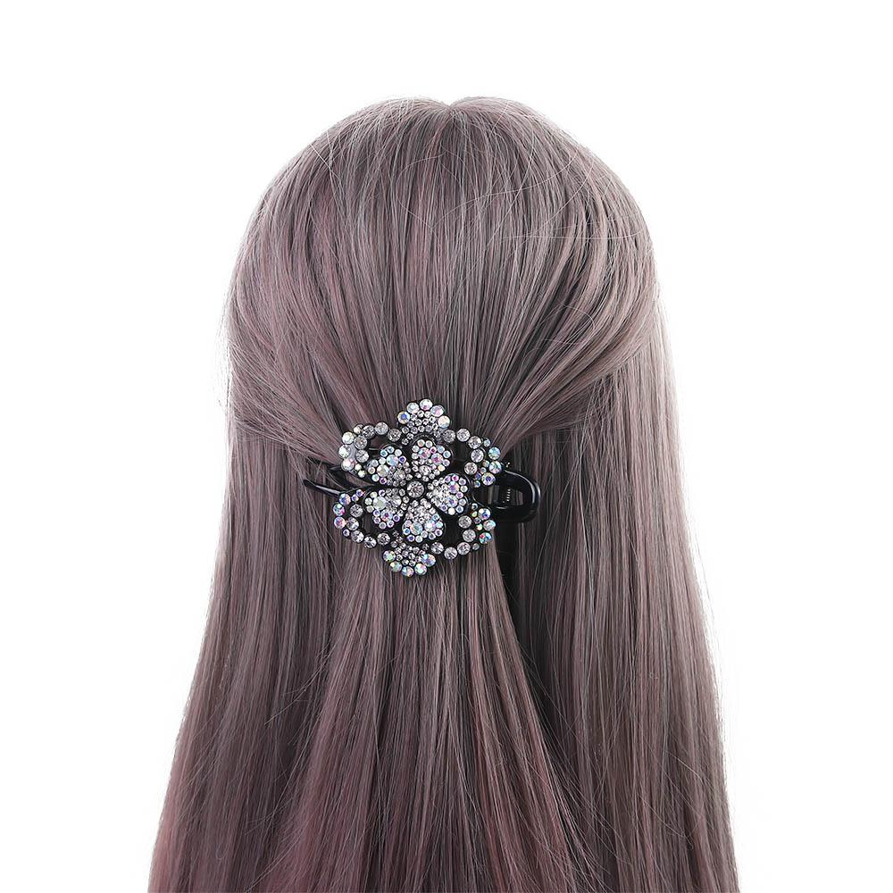 Acrylic Female Girls Rhinestone Hair Claw Flower Duckbill Clip Ponytail Holder Hair Accessories