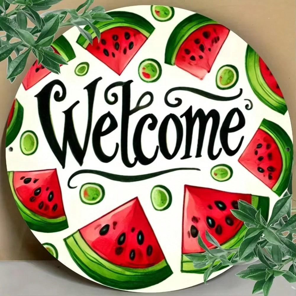 Vintage Watermelon Aluminum Sign Welcome Wall Decor Garage Farmhouse Patio Weatherproof