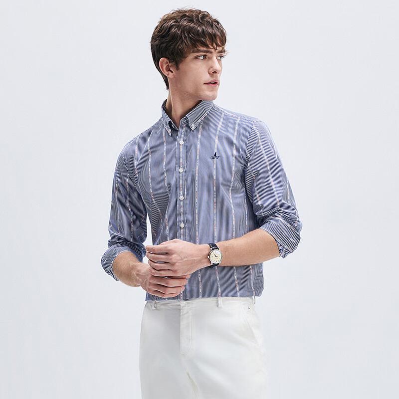 Navigare Men s Sodalite Blue/White Striped Long-Sleeve Shirt XXL/42