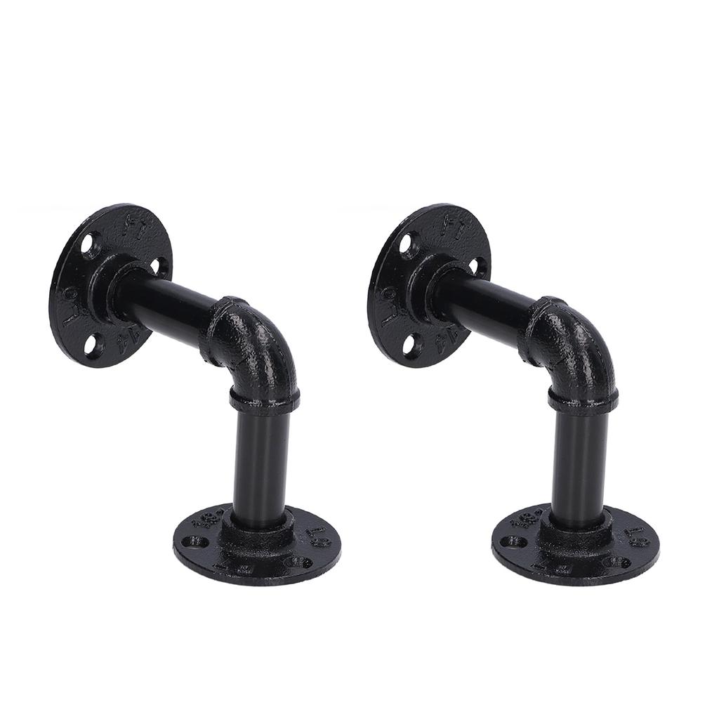 Pipe Shelf Brackets Iron Black Retro Wall Mounted Clapboard Support Frame Racks Set