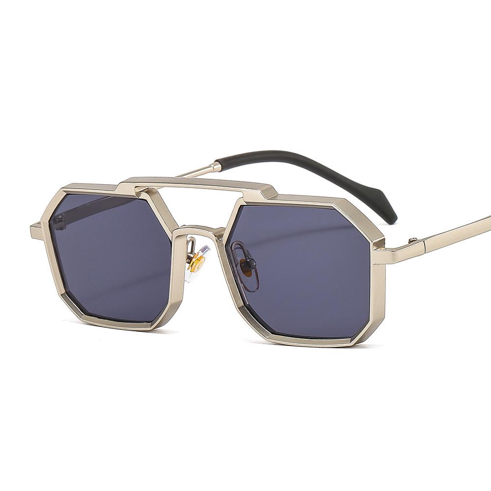 

New Double Beam Metal Large Frame Square Sunglasses Fashion Women Men Sun Glasses Men Trendy Metal Eyewear UV400 Gafas De Sol 1PC
