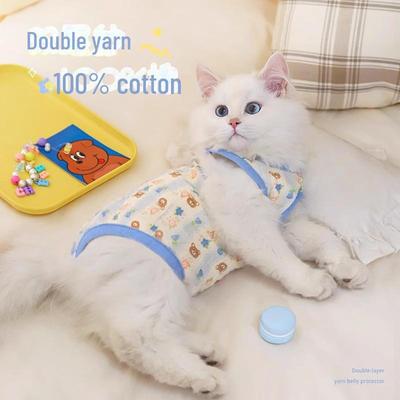 Blauer und Weißer Bären-Babyschutz für Katzen & kleine Hunde: Sommerlich dünne, vierbeinige Bekleidung für kühle, klimatisierte Räume