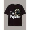 Europäische Größen Mops Pate Aufdruck Herren Freizeit T-Shirt, Sommer Herren Rundhals Kurzarm T-Shirt