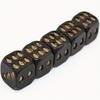 5pcs Gothic Skull Dice Black And Golden Resin Six-Sided D6 Dice with Skull Face Capsules for Durable Tabletop Role-Playing Games