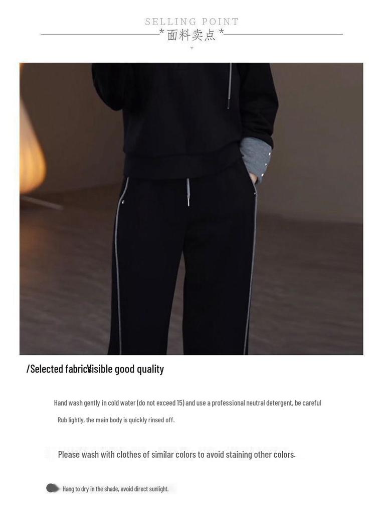 Chic Slimming Women's Hooded Sports Suit - Flaw-Concealing Two-Piece Set for Spring/Autumn