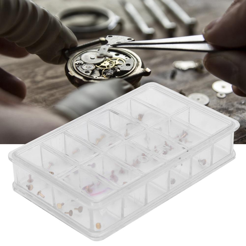 60pcs Copper Material Copper Watch Dial Feet 12-Size Assortment Multiple Compartments Box Watch Dial Feet Assortment