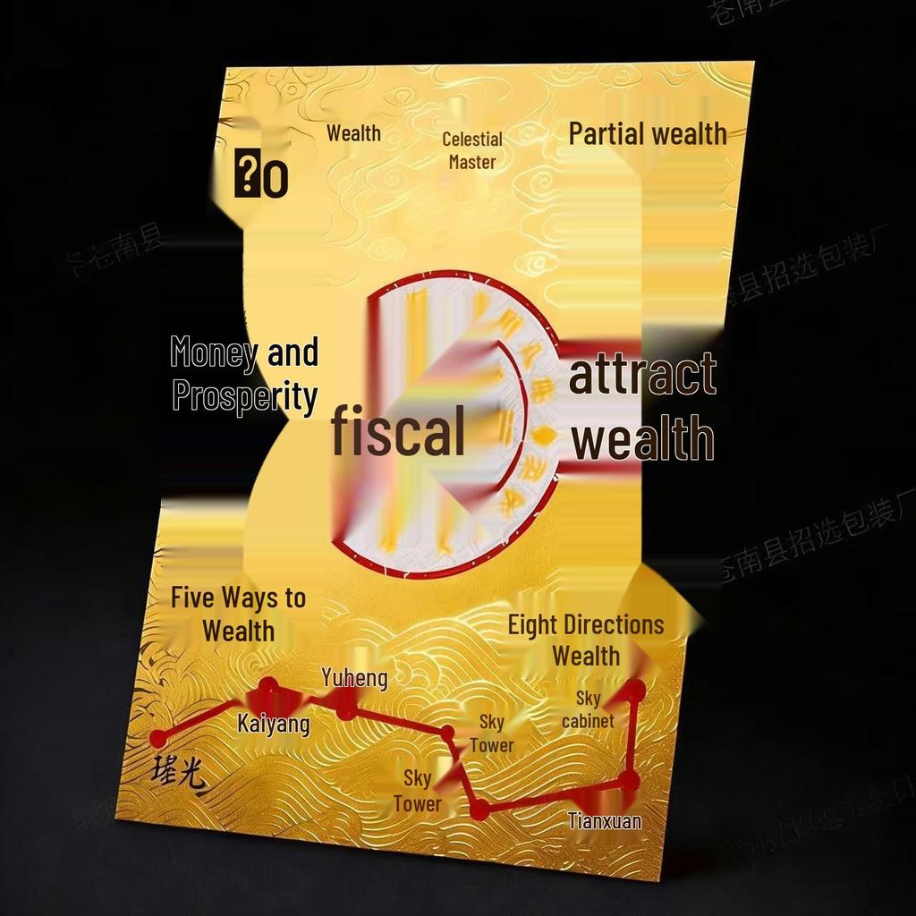 New Year Gold Foil Phone Sticker: Five Roads God of Wealth Souvenir Amulet